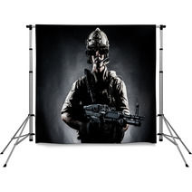 Soldier Man Hold Machine Gun Style Fashion Backdrops 58994432