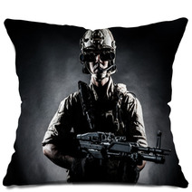 Soldier Man Hold Machine Gun Style Fashion Pillows 58994432
