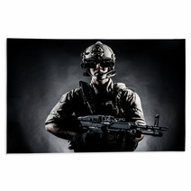 Soldier Man Hold Machine Gun Style Fashion Rugs 58994432