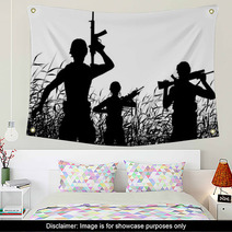 Soldier Patrol Silhouette Wall Art 91651431