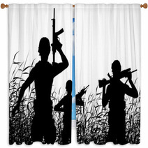 Soldier Patrol Silhouette Window Curtains 91651431