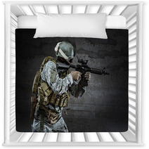Soldier With Mask Aiming A Rifle Nursery Decor 60916346