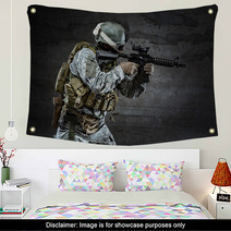 Soldier With Mask Aiming A Rifle Wall Art 60916346