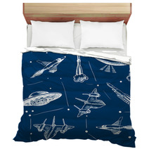 Space Aircraft Seamless Pattern Bedding 69490258