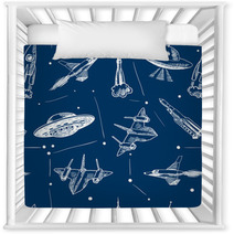 Space Aircraft Seamless Pattern Nursery Decor 69490258