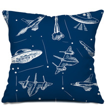 Space Aircraft Seamless Pattern Pillows 69490258