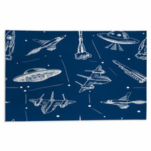 Space Aircraft Seamless Pattern Rugs 69490258