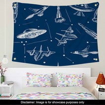 Space Aircraft Seamless Pattern Wall Art 69490258