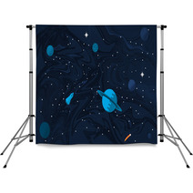 Space Flat Background With Planets And Stars Backdrops 190862223