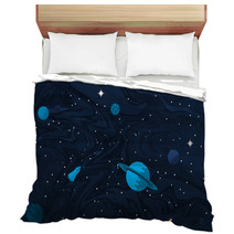 Space Flat Background With Planets And Stars Bedding 190862223