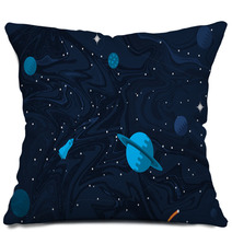Space Flat Background With Planets And Stars Pillows 190862223