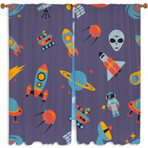 Space Seamless Pattern Window Curtains 70172237