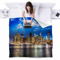 Spectacular Sunset View Of Lower Manhattan Skyline From Brooklyn Blankets 62433430