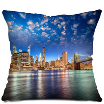 Spectacular Sunset View Of Lower Manhattan Skyline From Brooklyn Pillows 53521782