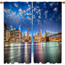 Spectacular Sunset View Of Lower Manhattan Skyline From Brooklyn Window Curtains 53521782