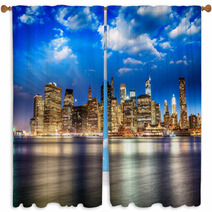 Spectacular Sunset View Of Lower Manhattan Skyline From Brooklyn Window Curtains 62433430