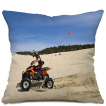 Speeding Quad In Sand Dunes Pillows 22546722
