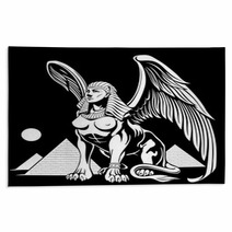 Sphynx Near The Pyramids With Wings Vector Illustration Rugs 118205852