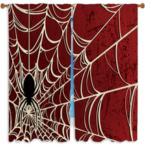 Spider Background—Red Window Curtains 39000602