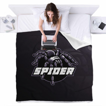 Spider Mascot Logo Design Vector With Modern Illustration Concept Style For Badge Emblem And T Shirt Printing Spider Illustration With Feet Blankets 238804203