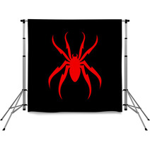 Spider Red On Black Vector Illustraion Backdrops 213348111