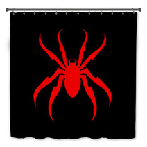 Spider Red On Black Vector Illustraion Bath Decor 213348111