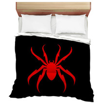 Spider Red On Black Vector Illustraion Bedding 213348111