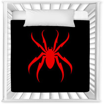 Spider Red On Black Vector Illustraion Nursery Decor 213348111