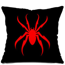 Spider Red On Black Vector Illustraion Pillows 213348111