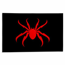 Spider Red On Black Vector Illustraion Rugs 213348111