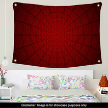 Spider Web Cobweb On Red Background Vector Illustration Wall Art 225772976