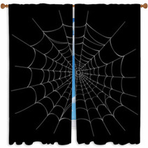 Spider Web On Black  Vector EPS AI 8 Window Curtains 25420841