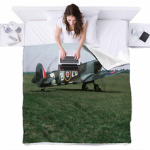 Spitfire Parked On Grass Blankets 1287591
