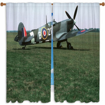 Spitfire Parked On Grass Window Curtains 1287591