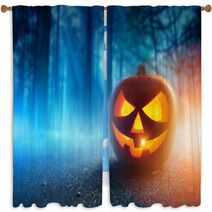 Spooky Halloween Night Window Curtains 56512071