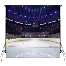 Sport Hockey Stadium 3d Render Whith People Fans And Light Backdrops 137046762