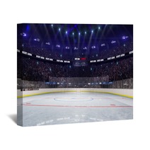 Sport Hockey Stadium 3d Render Whith People Fans And Light Wall Art 137046762
