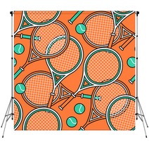 Sport Theme Seamless Pattern Of Tennis Rackets And Balls Backdrops 274208432