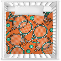 Sport Theme Seamless Pattern Of Tennis Rackets And Balls Nursery Decor 274208432