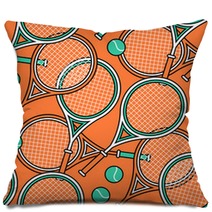 Sport Theme Seamless Pattern Of Tennis Rackets And Balls Pillows 274208432