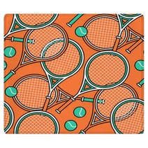Sport Theme Seamless Pattern Of Tennis Rackets And Balls Rugs 274208432