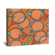 Sport Theme Seamless Pattern Of Tennis Rackets And Balls Wall Art 274208432