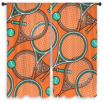 Sport Theme Seamless Pattern Of Tennis Rackets And Balls Window Curtains 274208432