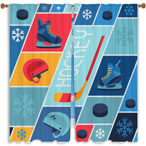 Sports Background With Hockey Equipment Flat Icons Window Curtains 70671284