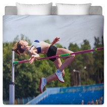Sportswoman Jumps In Height Bedding 65520375