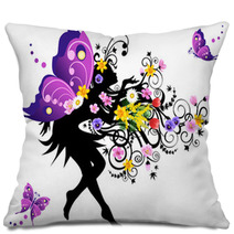 Spring Fairy With Colorful Wings Pillows 20929088