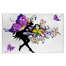 Spring Fairy With Colorful Wings Rugs 20929088