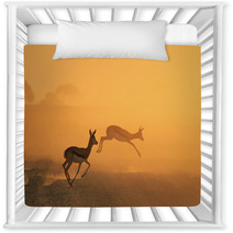 Springbok Antelope - Golden Sunset Wildlife Silhouettes Nursery Decor 92949187