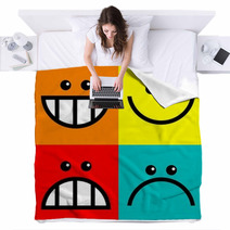 Square Icon Faces Blankets 66347171