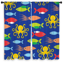 Squid And Octopus Window Curtains 80924119